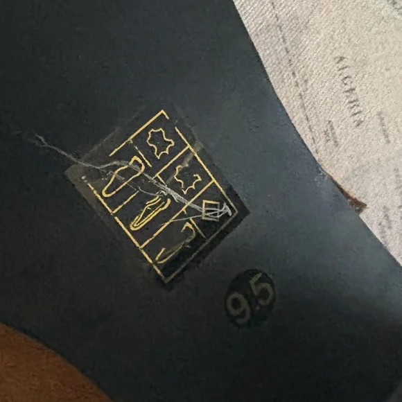 Jeffrey Campbell Free People Studded Suede Chunky Heels Size 9.5 Carmel/Gold - Picture 10 of 11